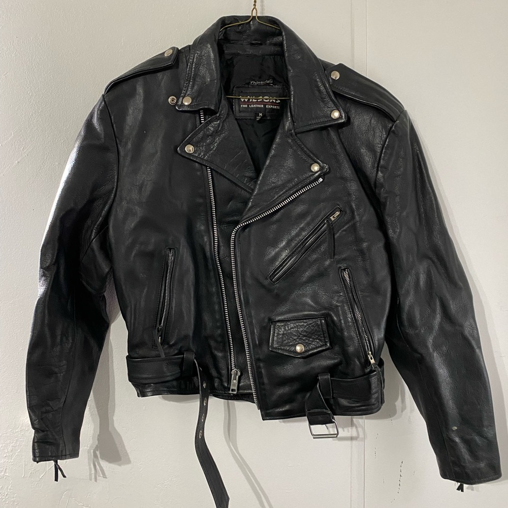Wilson’s Black Leather Motorcycle Jacket